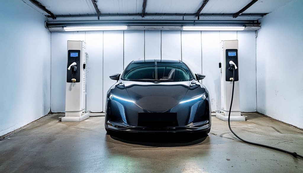 cargando auto en garaje